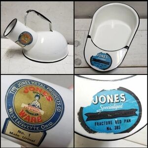 Vintage Jones Ware enamel bed pan & urinal medical hospital doctor collectible
